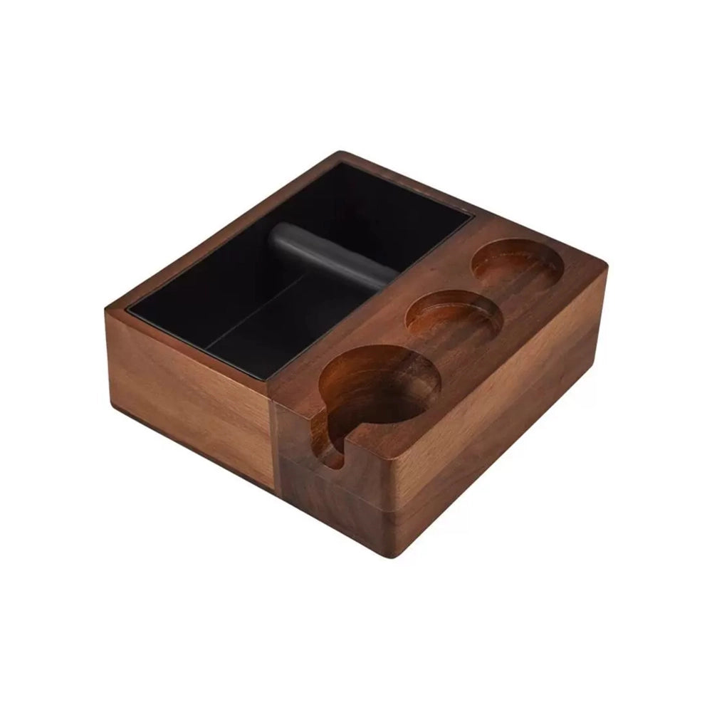 Ag-coffee Machine Multi-functional Dust Removal Box, Solid Wood Powder Residue Bucket, Powder Pressing Base,Handle Support,walnut Wood Bar Counter