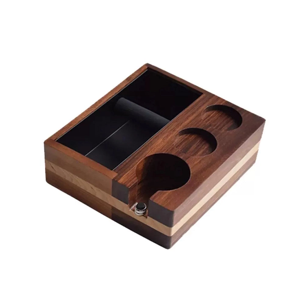 Ag-coffee Machine Multi-functional Dust Removal Box, Solid Wood Powder Residue Bucket, Powder Pressing Base,Handle Support,walnut Wood Bar Counter