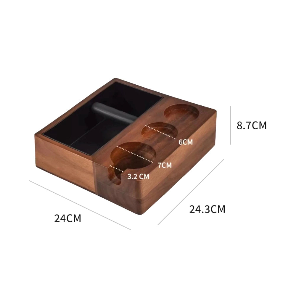 Ag-coffee Machine Multi-functional Dust Removal Box, Solid Wood Powder Residue Bucket, Powder Pressing Base,Handle Support,walnut Wood Bar Counter