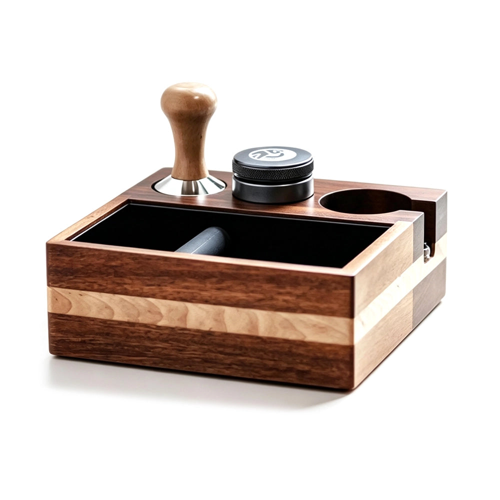 Ag-coffee Machine Multi-functional Dust Removal Box, Solid Wood Powder Residue Bucket, Powder Pressing Base,Handle Support,walnut Wood Bar Counter