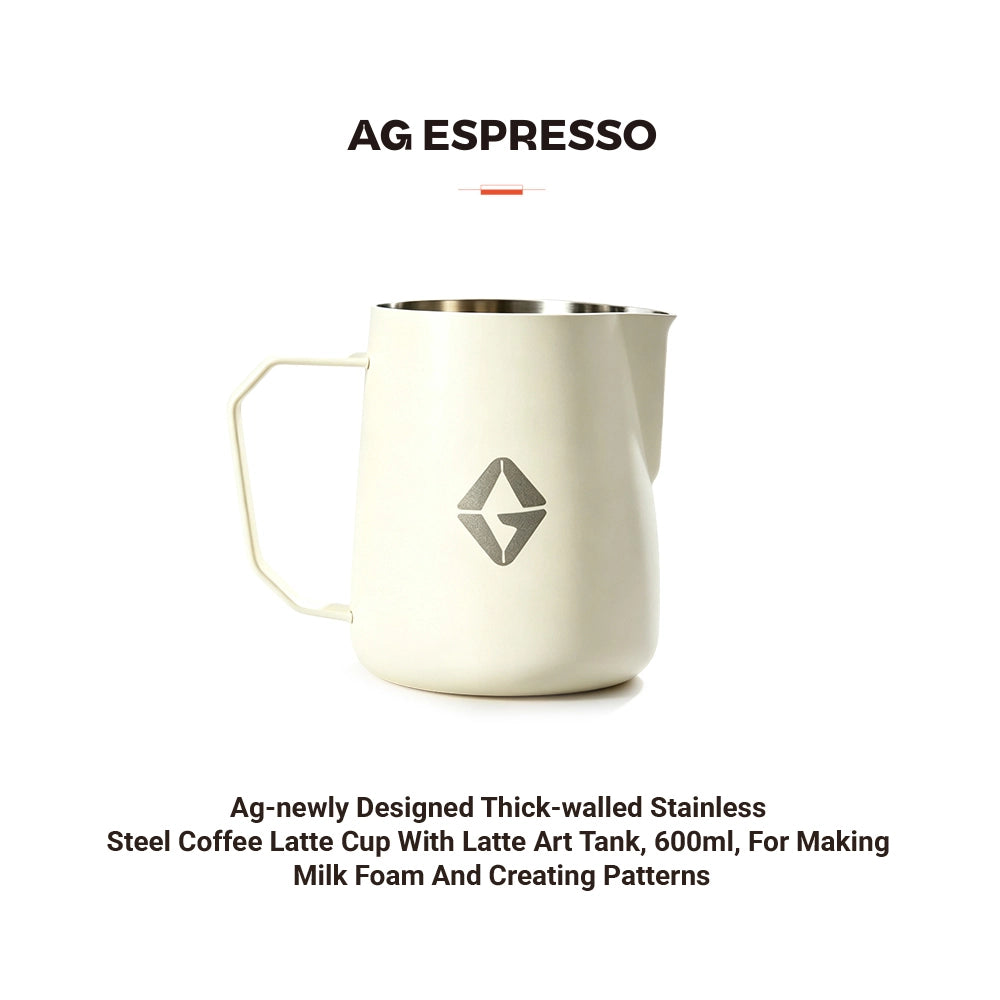 Ag-newly Designed Thick-walled Stainless Milk Foam And Creating Patterns Steel Coffee Latte Cup With Latte Art Tank, 600ml, For Making