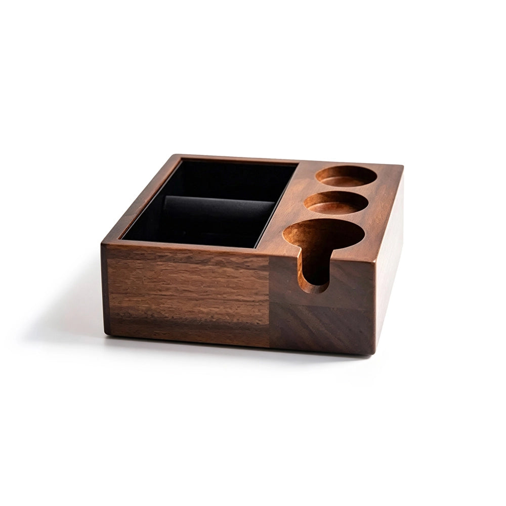 Ag-coffee Machine Multi-functional Dust Removal Box, Solid Wood Powder Residue Bucket, Powder Pressing Base,Handle Support,walnut Wood Bar Counter