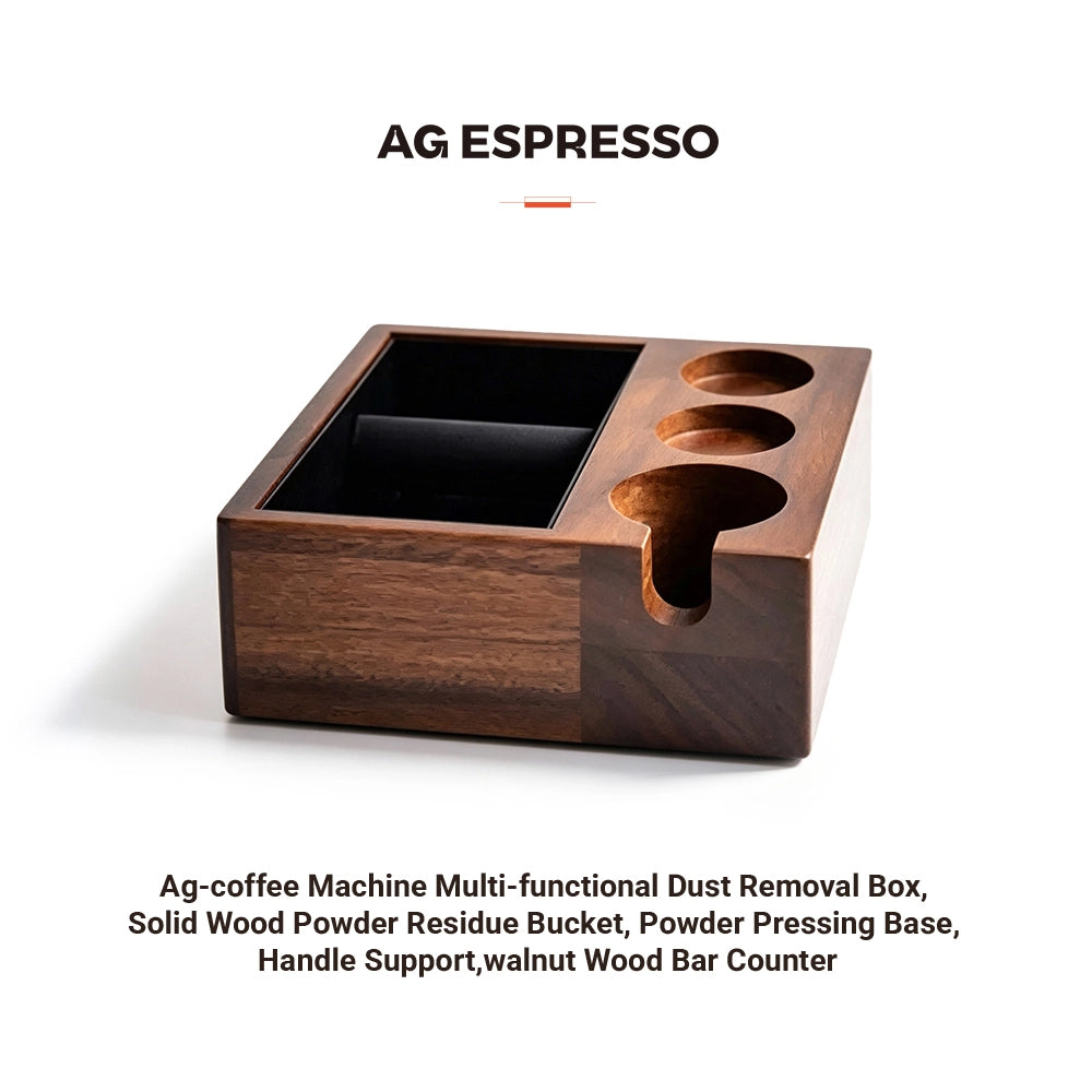 Ag-coffee Machine Multi-functional Dust Removal Box, Solid Wood Powder Residue Bucket, Powder Pressing Base,Handle Support,walnut Wood Bar Counter